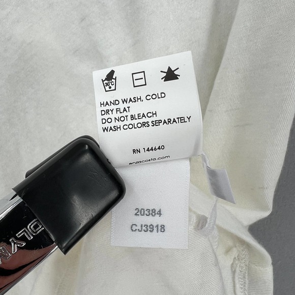ENZA COSTA Cashmere Loose Short Sleeve Womens XS Off White Tee Shirt T-Shirt NEW - Picture 12 of 15